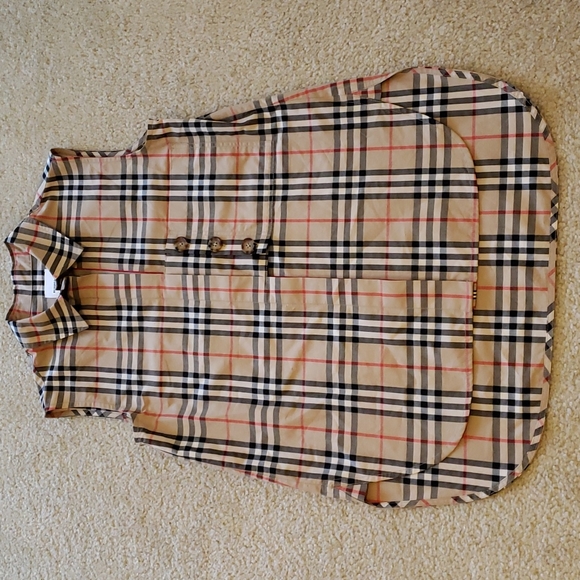 BURBERRY CHECK PLAID SLEEVELESS COTTON POPLIN SHIRT - Picture 5 of 11